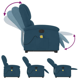 Massagesessel mit Aufstehhilfe Blau Samt