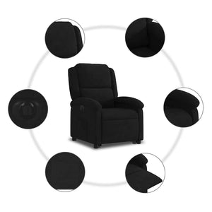 Elektrischer Relaxsessel mit Aufstehhilfe Schwarz Samt