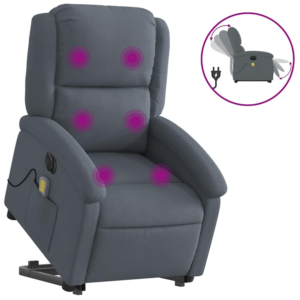 Elektrischer Massagesessel mit Aufstehhilfe Dunkelgrau