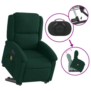Elektrischer Massagesessel Dunkelgrün mit Aufstehhilfe
