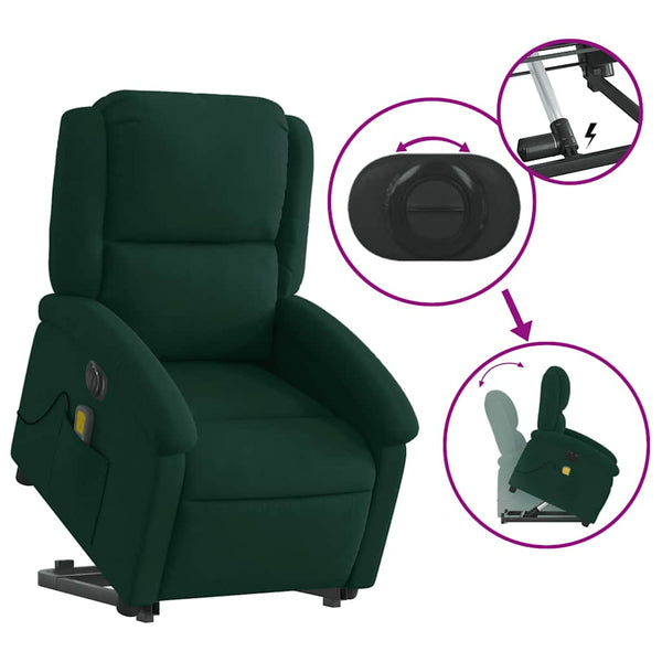 Elektrischer Massagesessel Dunkelgrün mit Aufstehhilfe