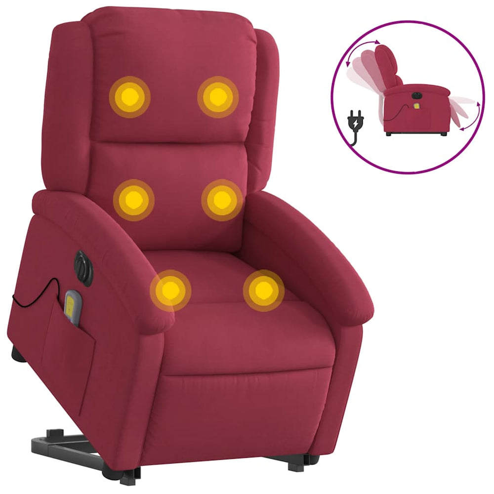 Elektrischer Massagesessel mit Aufstehhilfe Weinrot