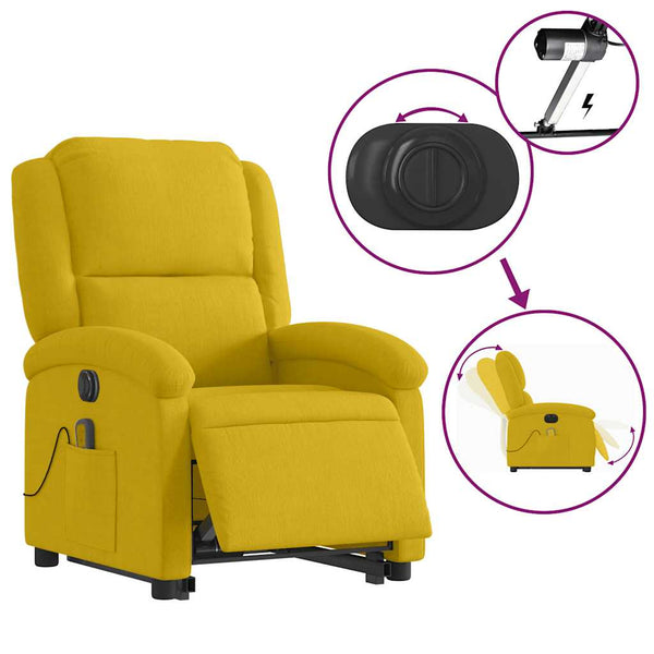 Elektrischer Massagesessel Gelb mit Aufstehhilfe