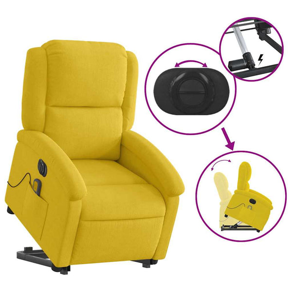 Elektrischer Massagesessel Gelb mit Aufstehhilfe