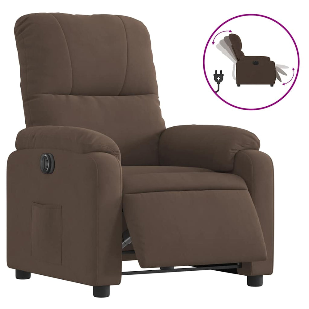 vidaXL Electric Recliner Brown Microfiber Fabric