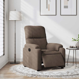 vidaXL Electric Recliner Brown Microfiber Fabric
