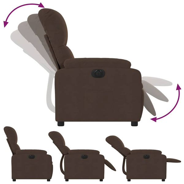 vidaXL Electric Recliner Brown Microfiber Fabric