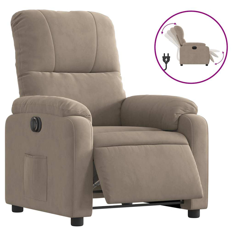 vidaXL Electric Recliner Taupe Microfiber Fabric