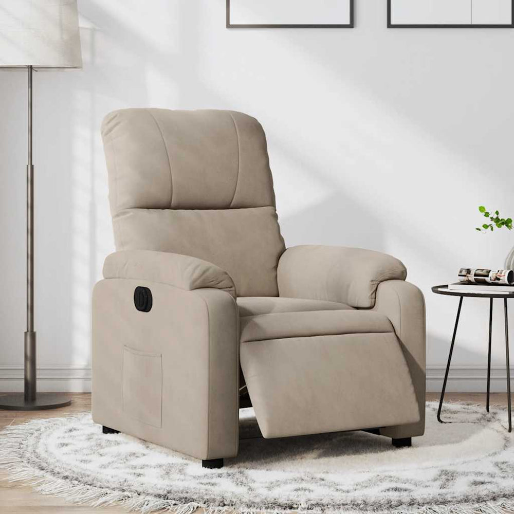 vidaXL Electric Recliner Taupe Microfiber Fabric