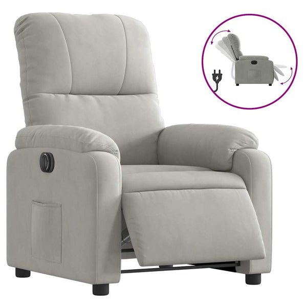 vidaXL Electric Recliner Light Grey Microfiber Fabric