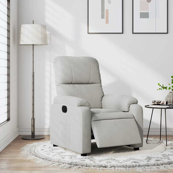 vidaXL Electric Recliner Light Grey Microfiber Fabric