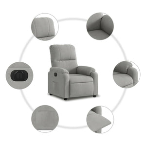 vidaXL Electric Recliner Light Grey Microfiber Fabric