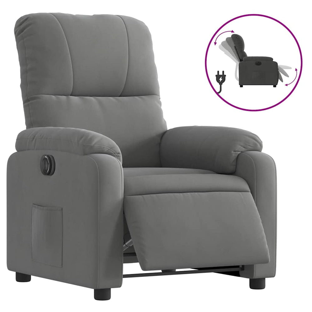 vidaXL Electric Recliner Dark Gray Microfiber Fabric