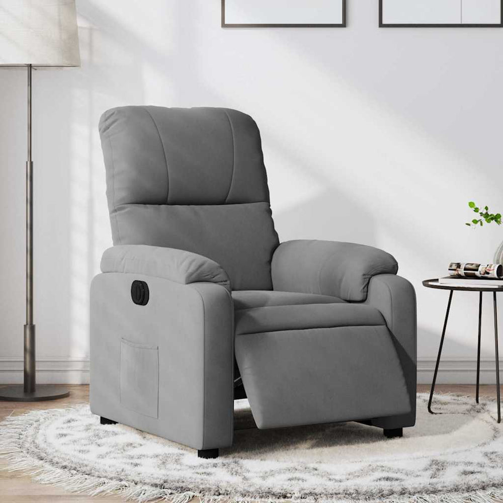 vidaXL Electric Recliner Dark Gray Microfiber Fabric