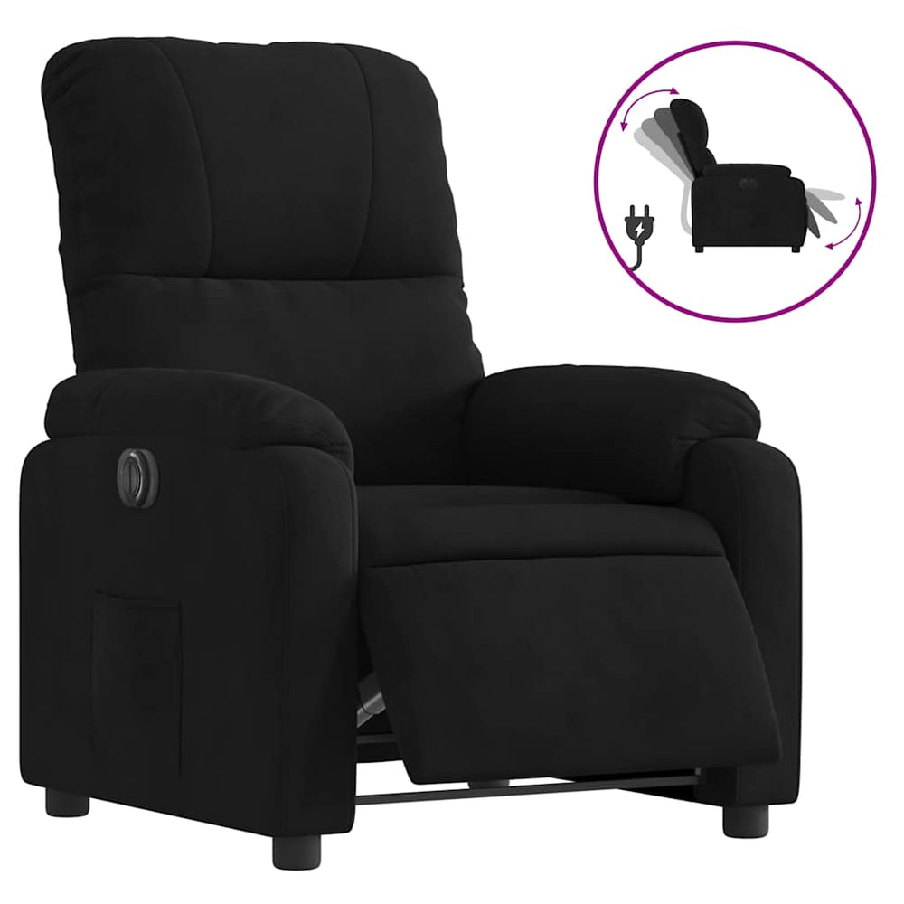vidaXL Electric Recliner Black Microfiber Fabric