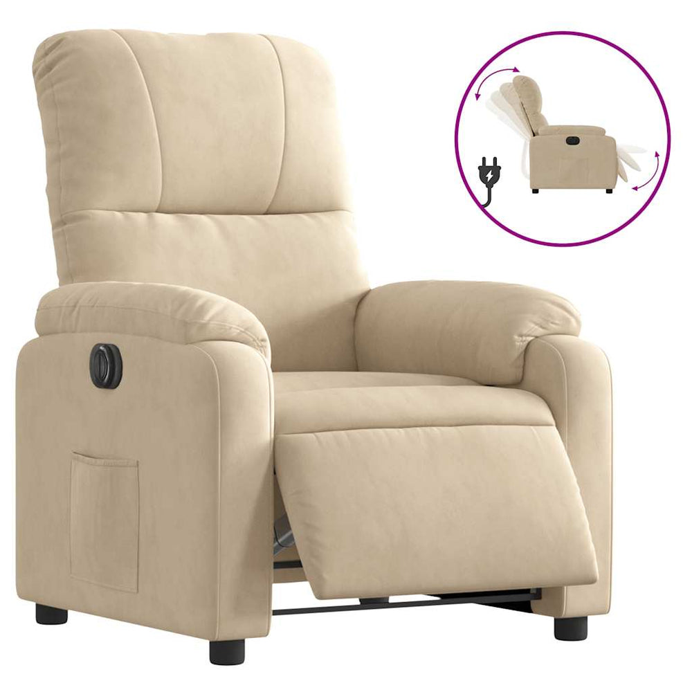 vidaXL Electric Recliner Cream Microfiber Fabric