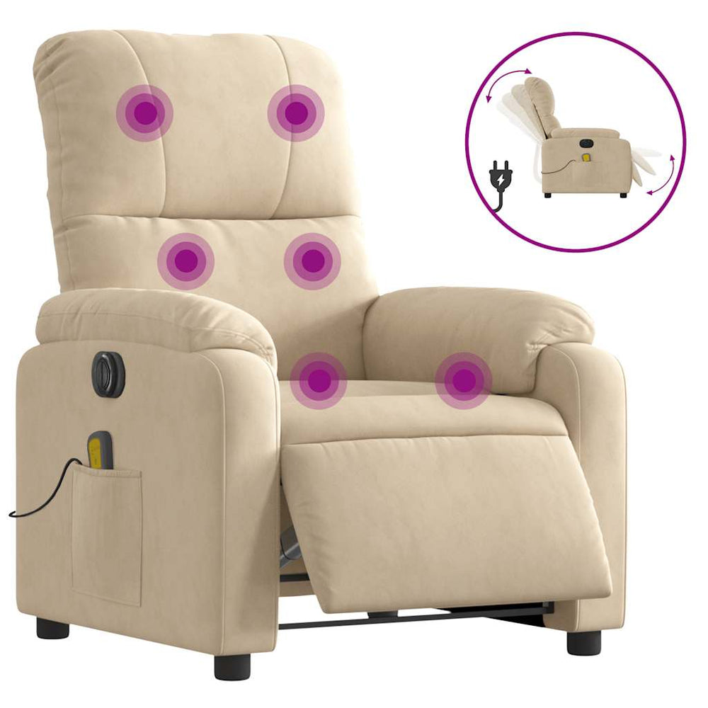 vidaXL Electric Massage Chair Cream Microfiber