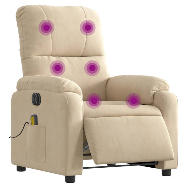 vidaXL Electric Massage Chair Cream Microfiber