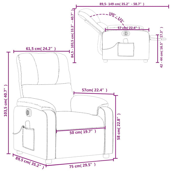 vidaXL Electric Massage Chair Cream Microfiber