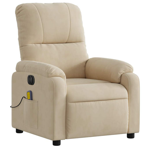 vidaXL Electric Massage Chair Cream Microfiber