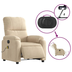 vidaXL Electric Massage Chair Cream Microfiber