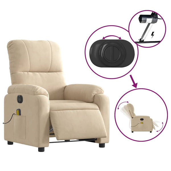 vidaXL Electric Massage Chair Cream Microfiber