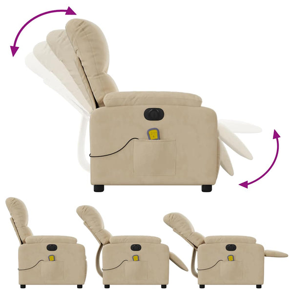vidaXL Electric Massage Chair Cream Microfiber