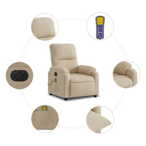 vidaXL Electric Massage Chair Cream Microfiber