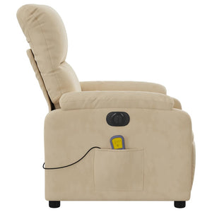 vidaXL Electric Massage Chair Cream Microfiber