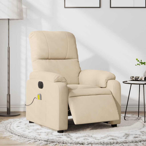 vidaXL Electric Massage Chair Cream Microfiber