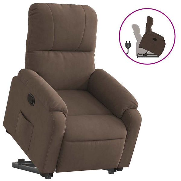 vidaXL Recliner with Lift Function Brown Microfiber Fabric