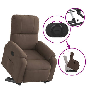 vidaXL Recliner with Lift Function Brown Microfiber Fabric