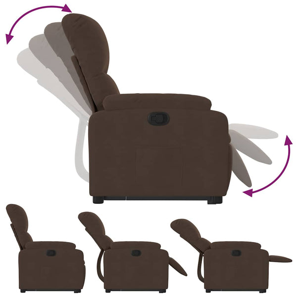 vidaXL Recliner with Lift Function Brown Microfiber Fabric
