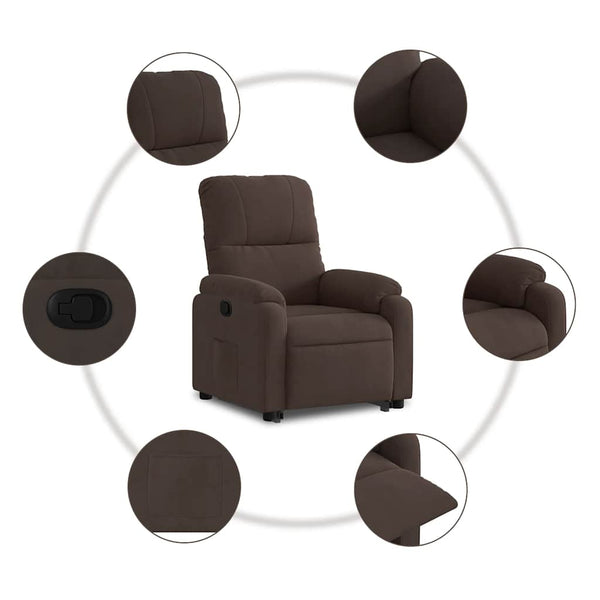 vidaXL Recliner with Lift Function Brown Microfiber Fabric