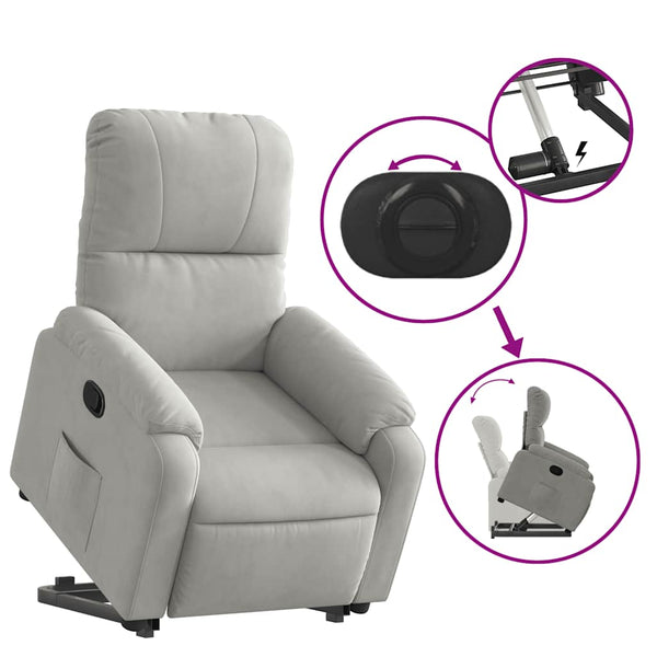 vidaXL Recliner with Lift Function Light Grey Microfiber Fabric