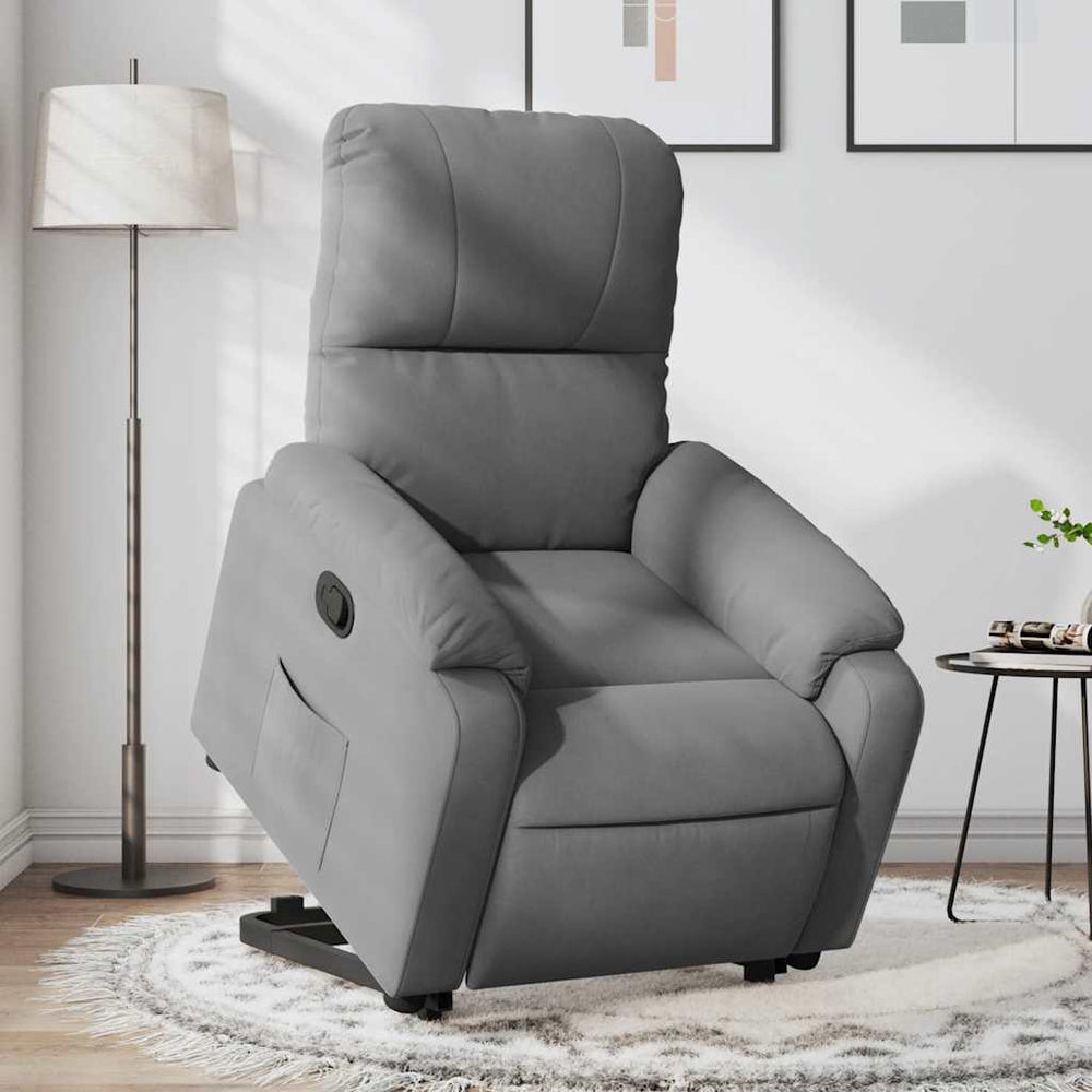 vidaXL Recliner with Lift-up Function Dark Grey Microfiber Fabric