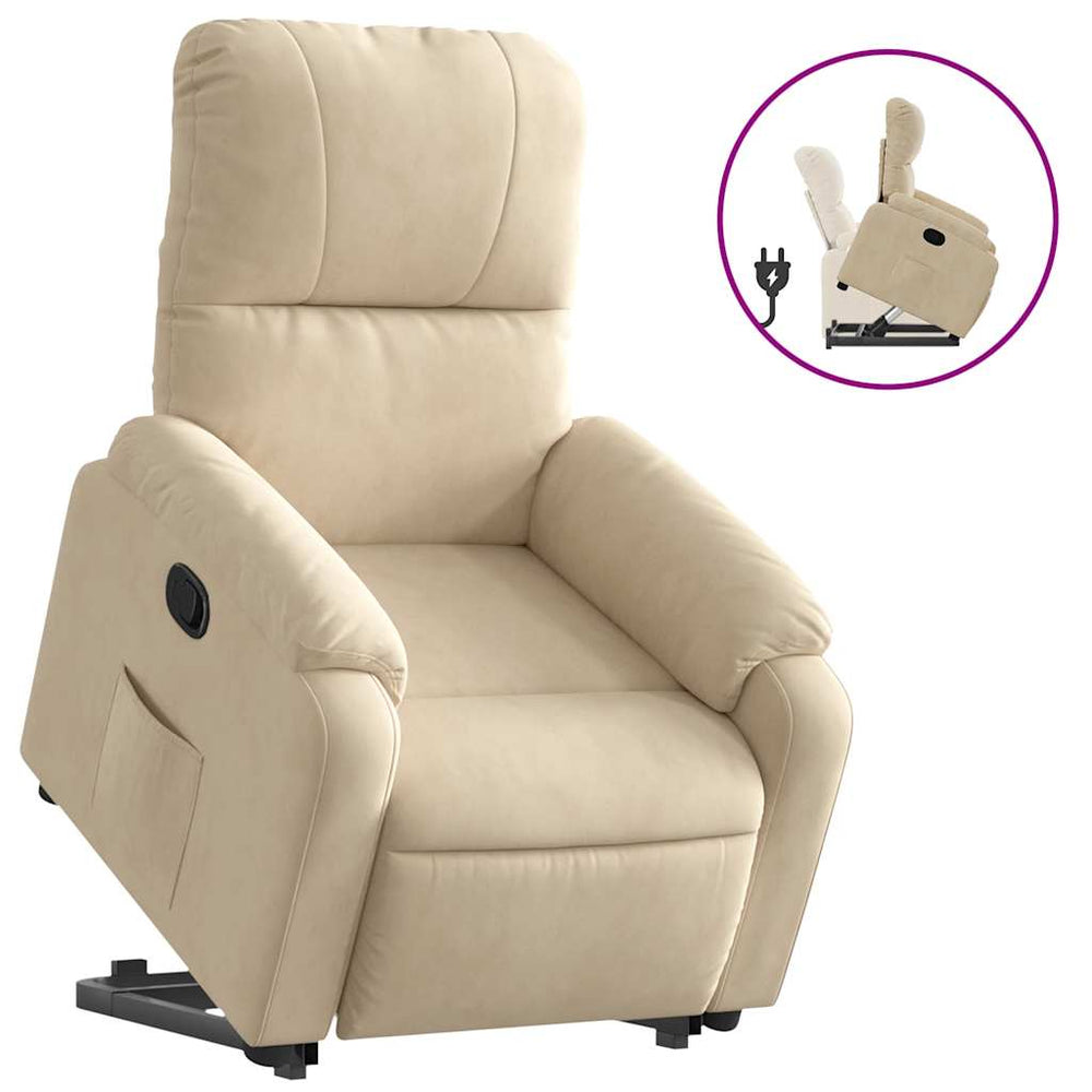 vidaXL Lift Recliner Cream Microfiber Fabric