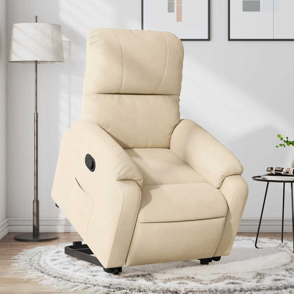 vidaXL Lift Recliner Cream Microfiber Fabric