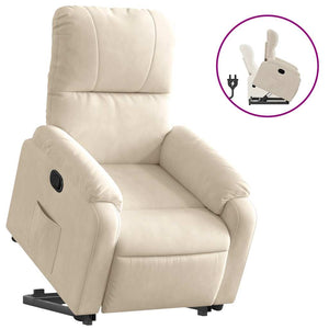 vidaXL Recliner with Lift Assistance Beige Microfiber Fabric