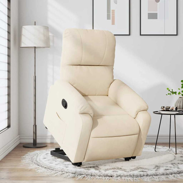 vidaXL Recliner with Lift Assistance Beige Microfiber Fabric