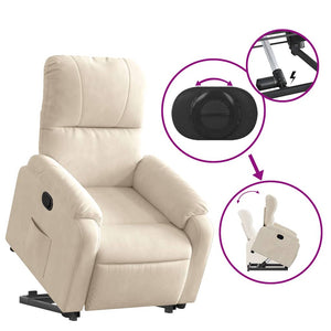 vidaXL Recliner with Lift Assistance Beige Microfiber Fabric