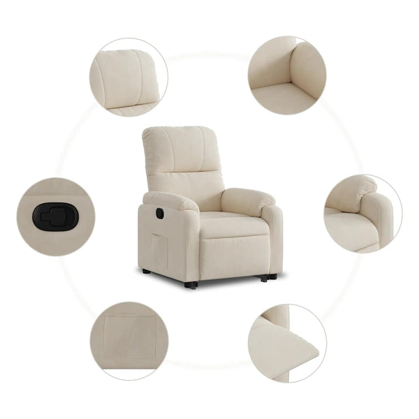 vidaXL Recliner with Lift Assistance Beige Microfiber Fabric