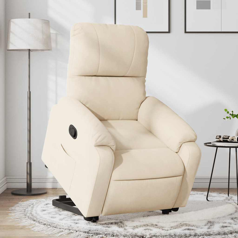 vidaXL Recliner with Lift Assistance Beige Microfiber Fabric