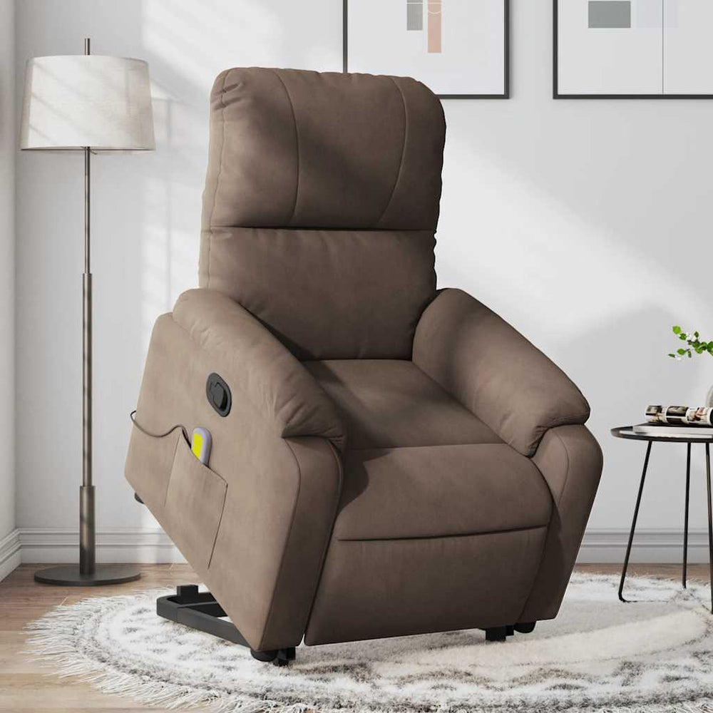vidaXL Massage Recliner with Lift Function Brown Microfiber Fabric