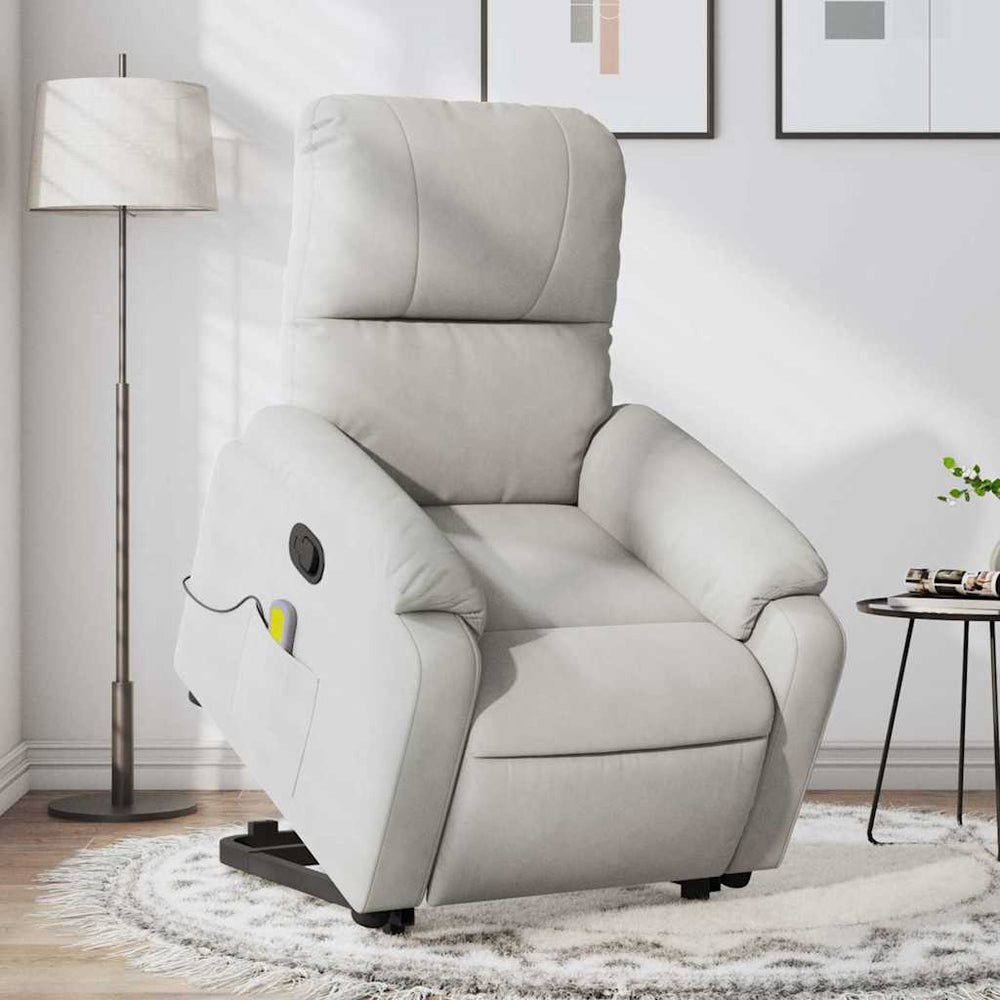 vidaXL Massage Recliner with Lift Function Light Gray Microfiber Fabric