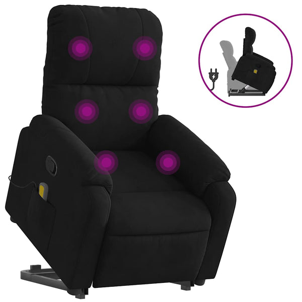 vidaXL Massage Recliner with Lift Function Black Microfiber Fabric