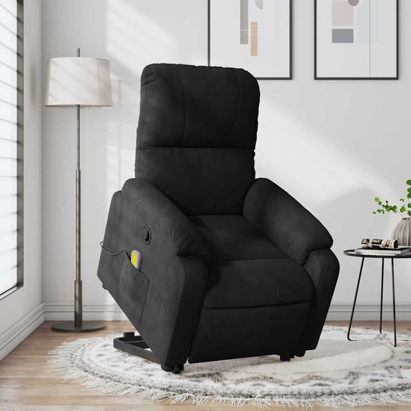 vidaXL Massage Recliner with Lift Function Black Microfiber Fabric