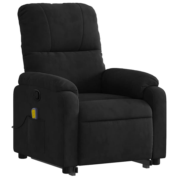 vidaXL Massage Recliner with Lift Function Black Microfiber Fabric