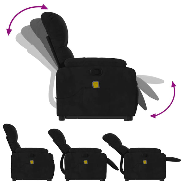 vidaXL Massage Recliner with Lift Function Black Microfiber Fabric