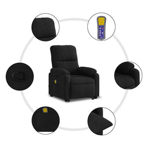 vidaXL Massage Recliner with Lift Function Black Microfiber Fabric
